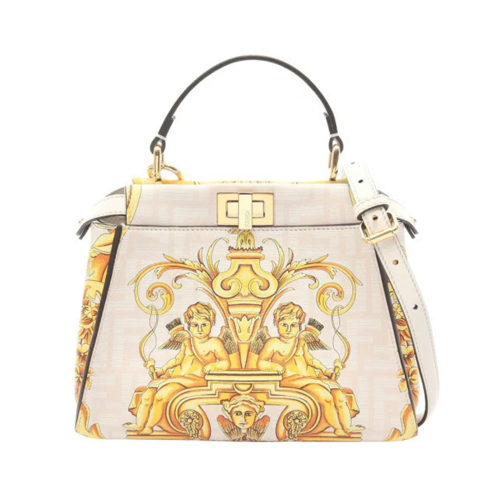 Fendi Handbag Peekaboo Versace  OFF Yellow Leather White - Picture 2 of 6